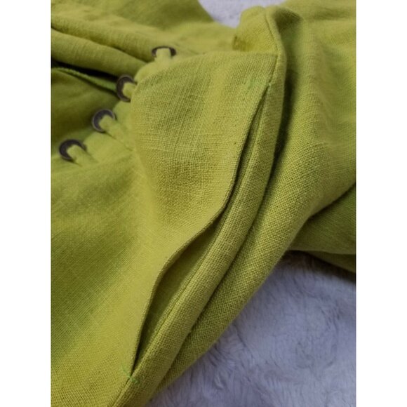 Peacock Ways Womens Linen Mandarin Style Blazer Jacket Cardigan Lime Green - Picture 9 of 10